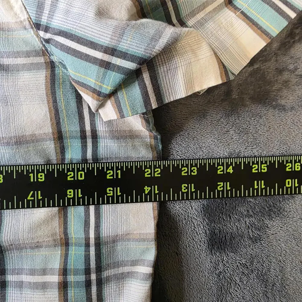 The North Face Mens L Button Up Short Sleeve Shirt Plaid